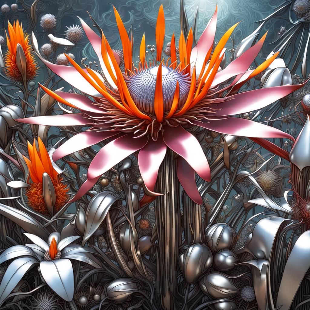 Cybertron: Metal Flowers in a Futuristic Field