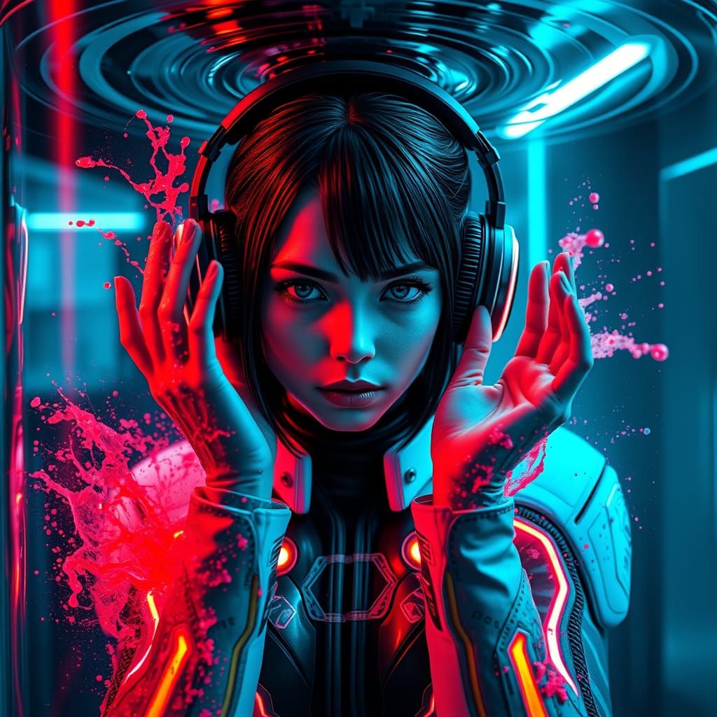 Cyberpunk Goddess in Neon Abyss