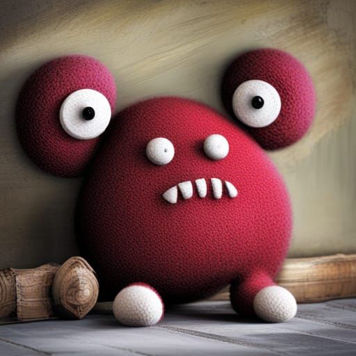 Hideous Stuffed Animal Toy Made of Felt and Yarn