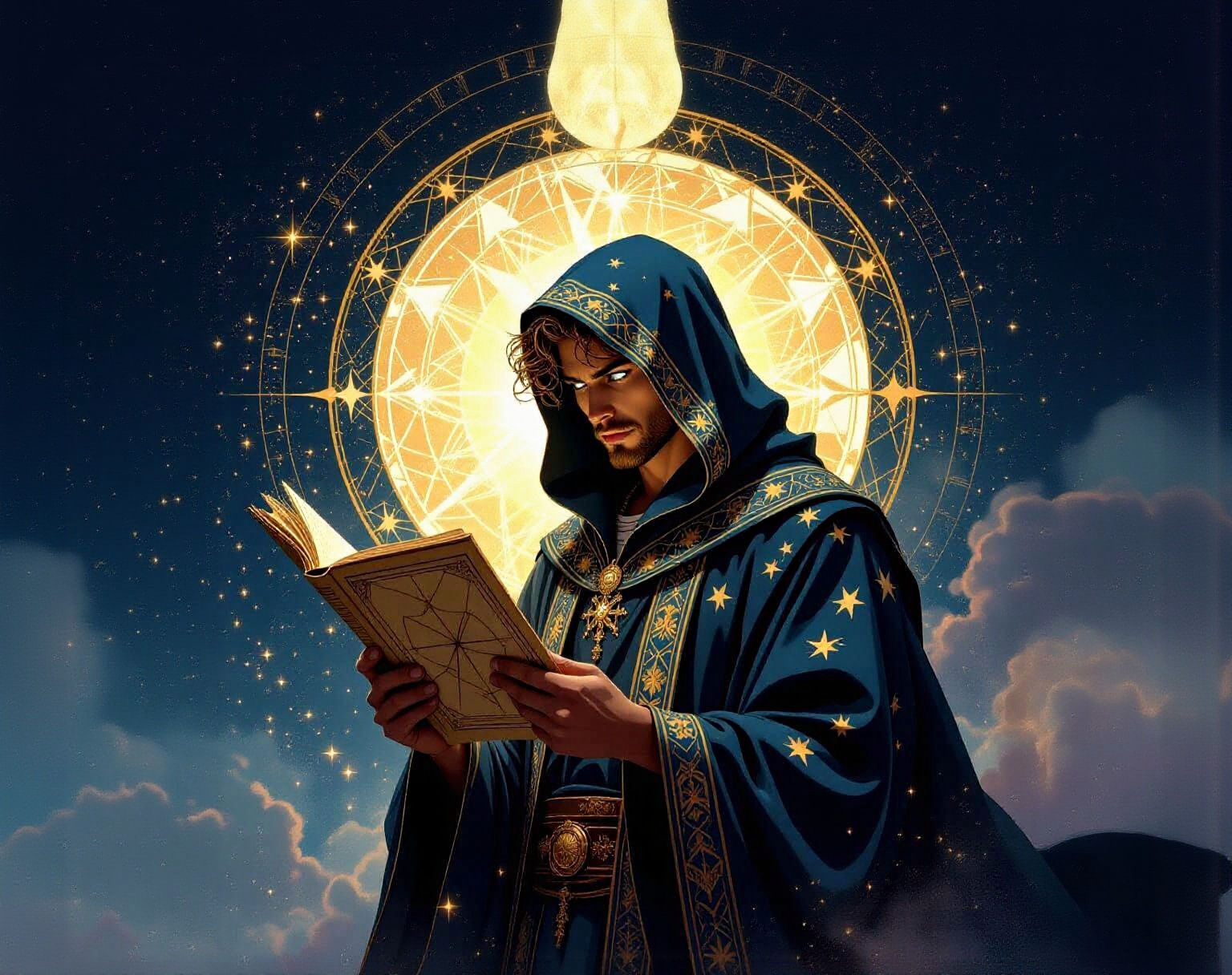 Celestial Cartographer Charting Constellations with Starligh...