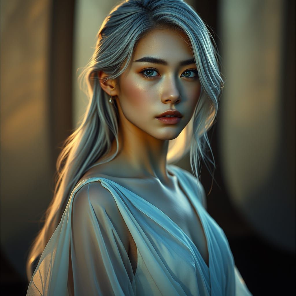 Ethereal Goddess in Cinematic Splendor