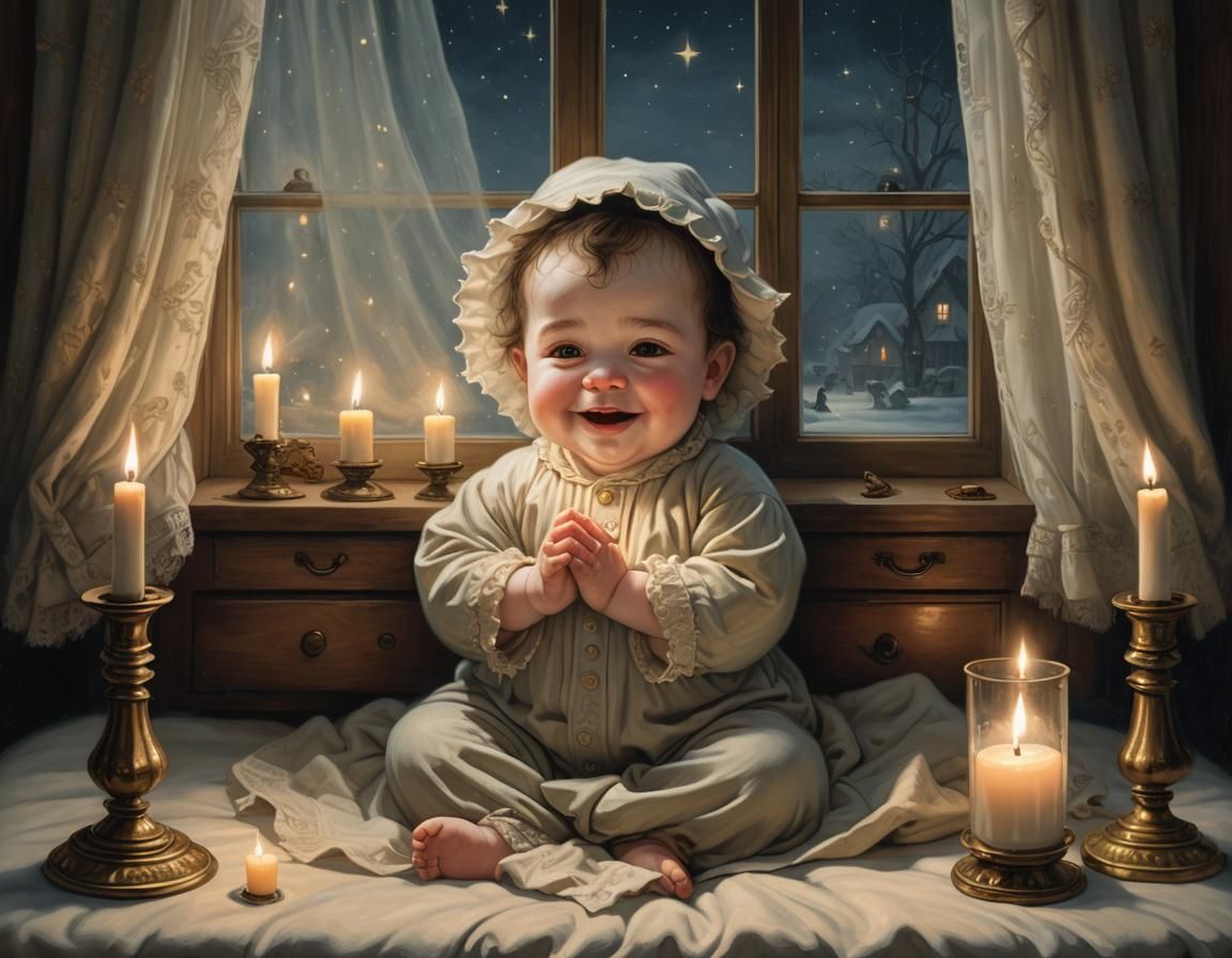 Victorian Baby's Bedtime Prayer in Candlelight
