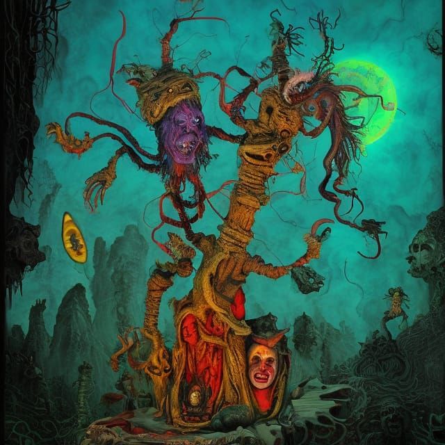 Psychedelic Occult Collage in Photorealistic Style