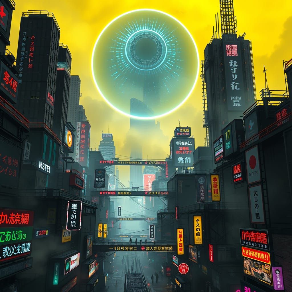 Dystopian Metropolis in a Toxic Yellow Sky