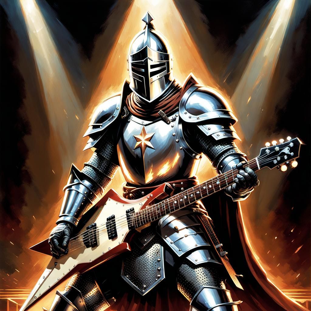 Crusader Knight Rocks Out: Impressionistic Comic Art