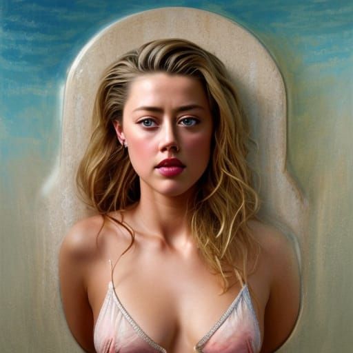 Detailed Portrait of Woman in Hot Tub, Digital Art