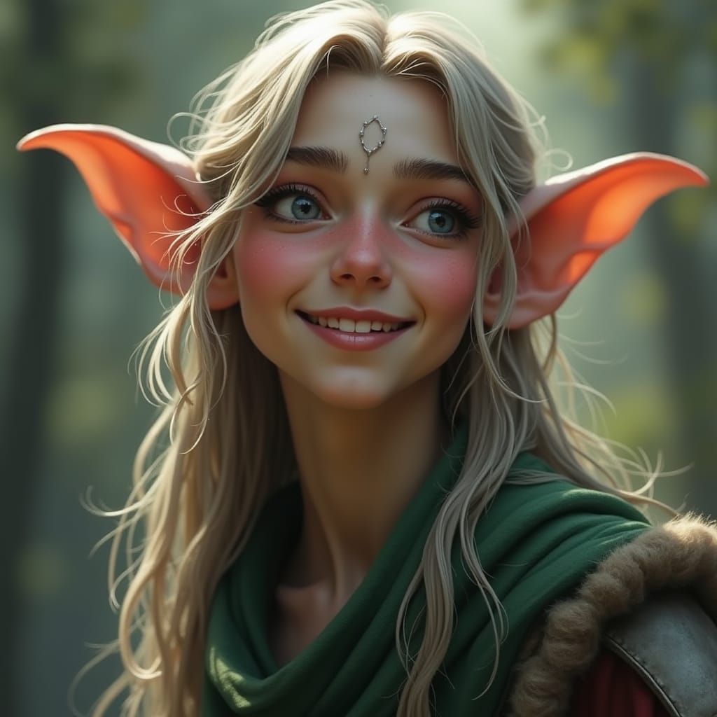Amused Smiling Drow Elf Portrait