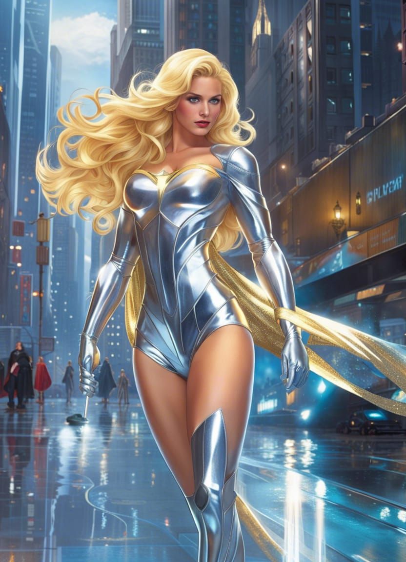 Liquid Silver Superhero with Electromagnetic Powers