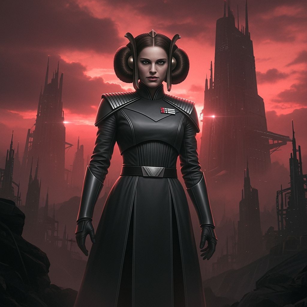 Menacing Sith Lord Padme in Dark Sci-Fi Style