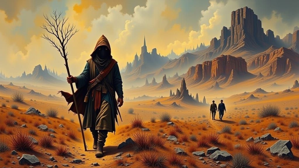 Dystopian Nomads Trek Through Barren Wasteland
