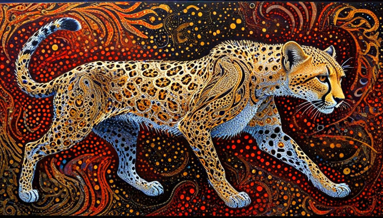 Vibrant Expressionist Portrait of a Cheetah in Motion