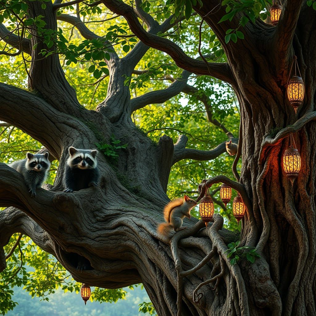 Enchanted Tree Sanctuary for Forest Animals