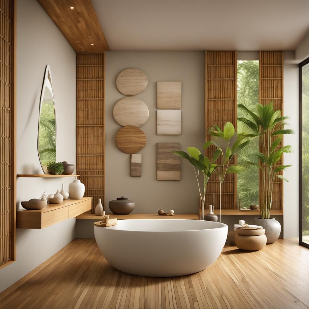 Zen Tropical Room Concepts in Digital Art Style