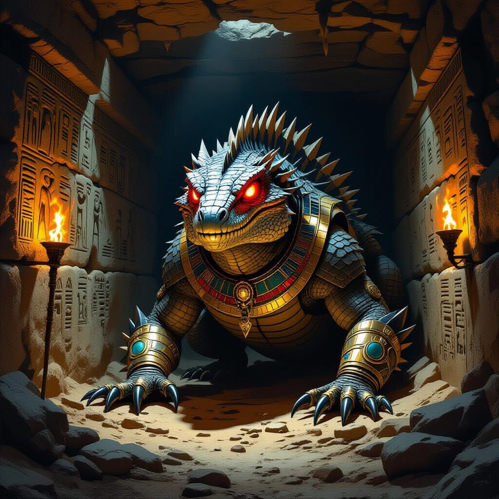 Fearsome Reptilian Guardian of Egyptian Treasures