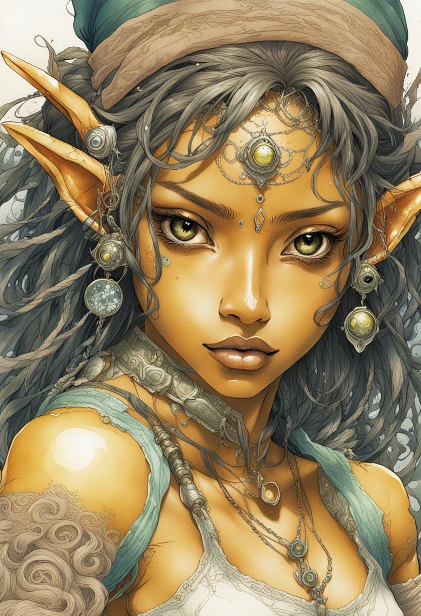 Anime art by Katsuya Terada, page with a artistic pencil ske...