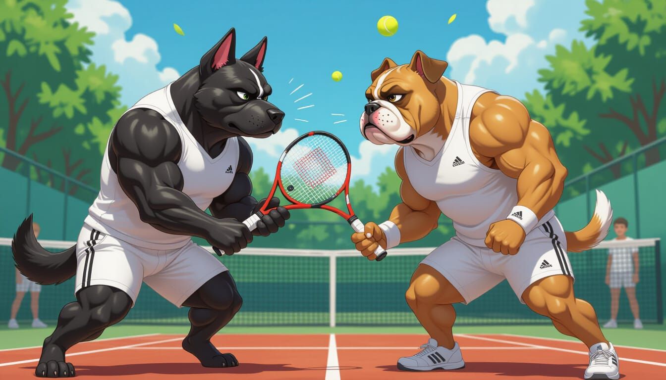 in the style of furry artists create an image of a male musc...