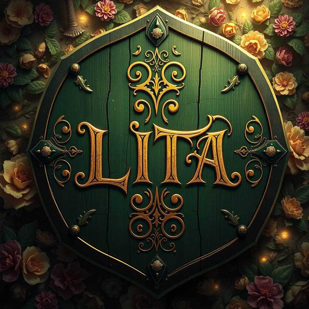 Fantasy Shield Logo in Metallic Hues and Intricate Details