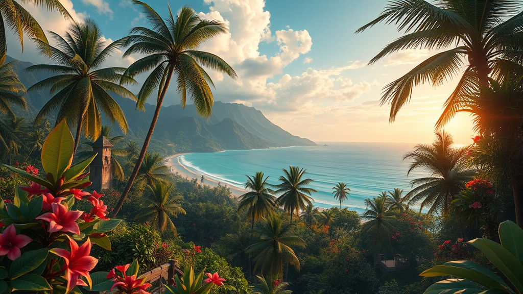 Balinese Landscape in Surreal Matte Painting Style