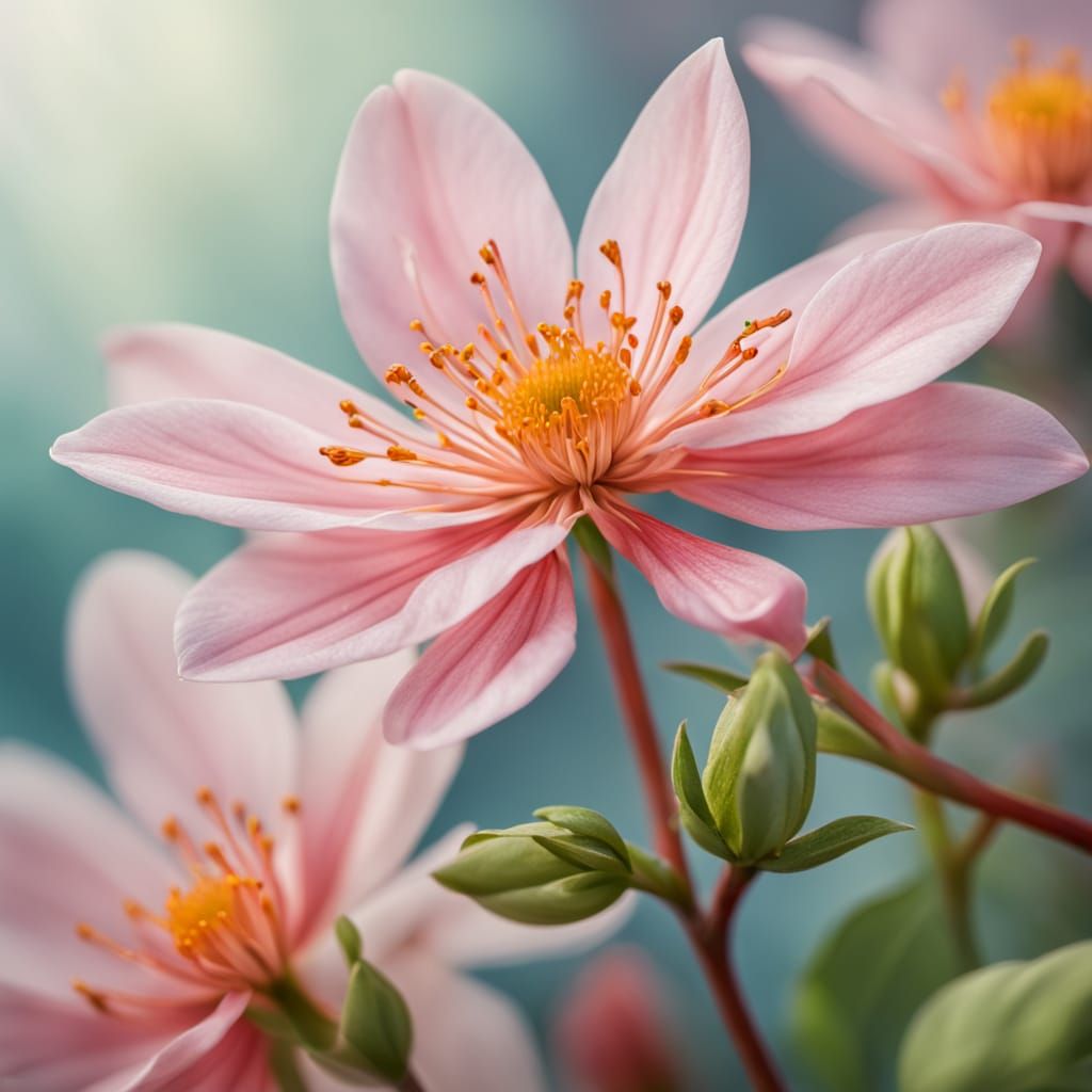 Macro Flower Stamen and Petals in Hyper-Realistic Style