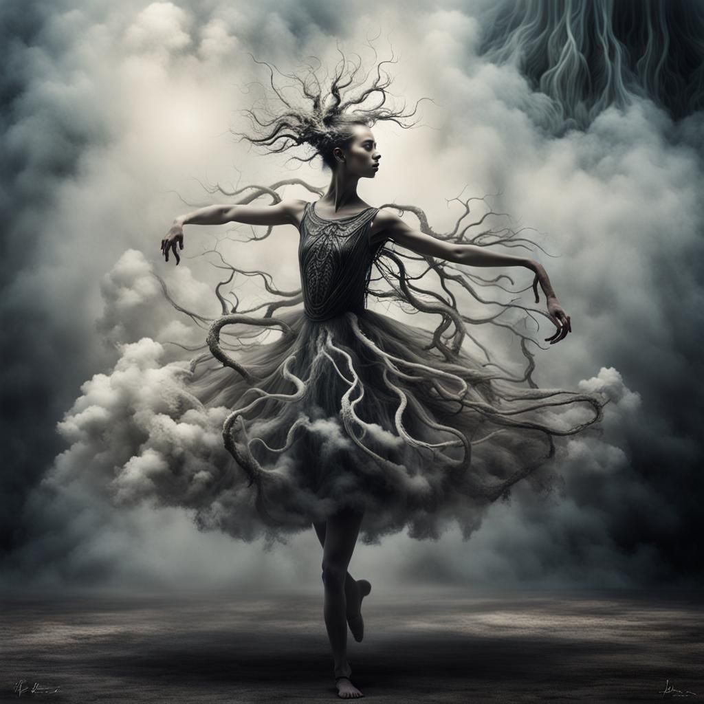 Ballet Dancers Portrait in Giger Style