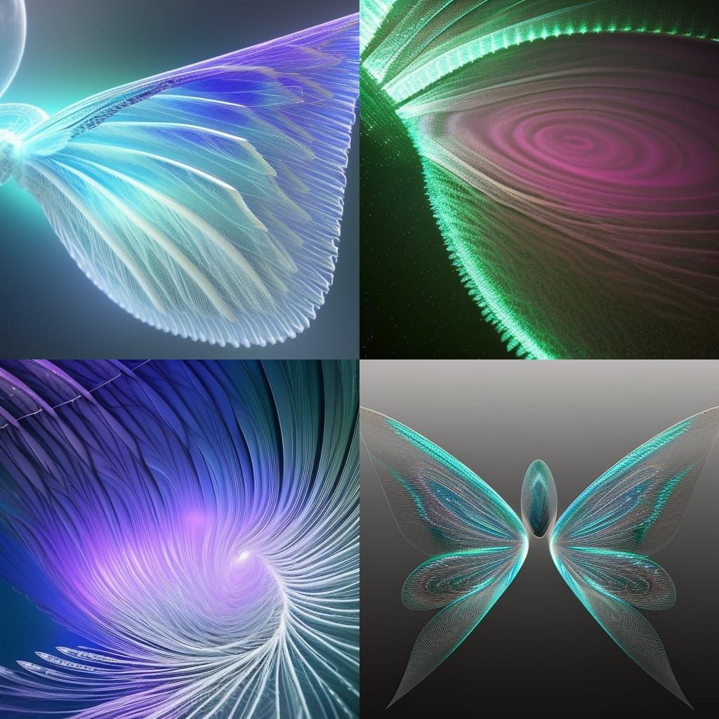 Monochrome Fairy Demon Wings in Holographic Vapor Style