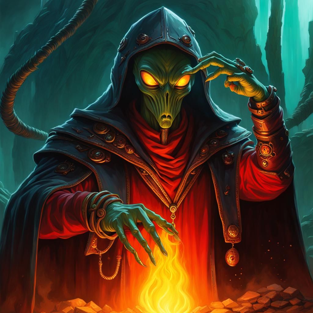 Alien Warlock Cultist in Science Fiction Style