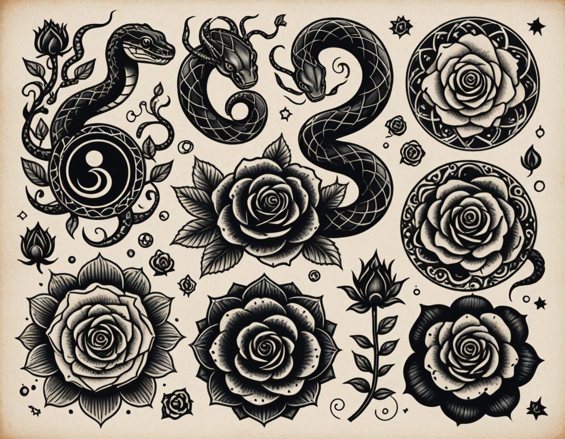 Bold Tattoo Designs: Snakes, Roses, and Mystical Eyes