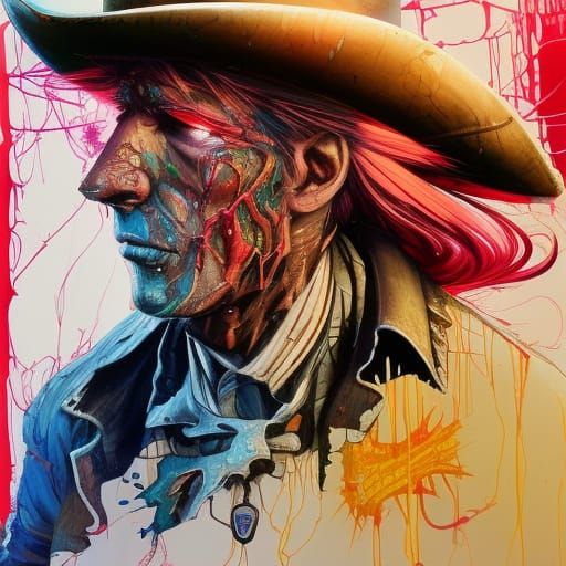 Zombie Cowboy Deputy Sheriff in Gothic Art Style