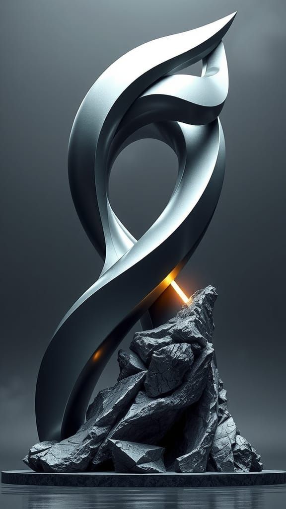 Sculpture of Futuristic Harmony Blending Organic and Geometr...
