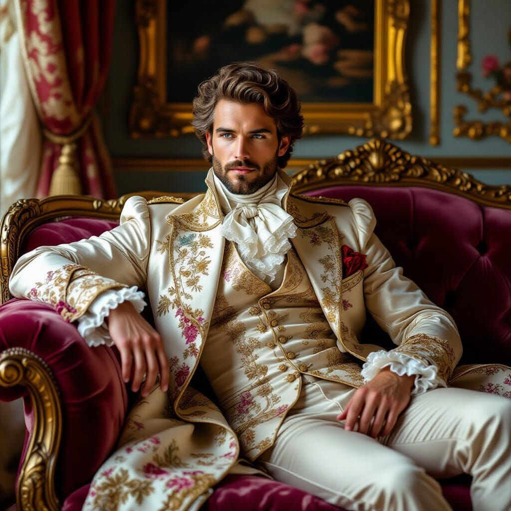 Elegant Dandy in Versailles Salon Rococo Art Style