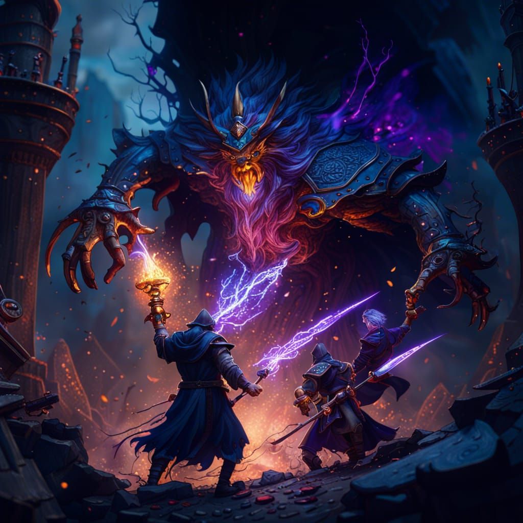 Epic Wizard Battle: Detailed Fantasy Concept Art