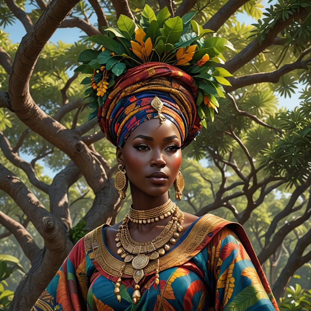 African Woman in Yoruba Attire: Hyperrealistic Portrait