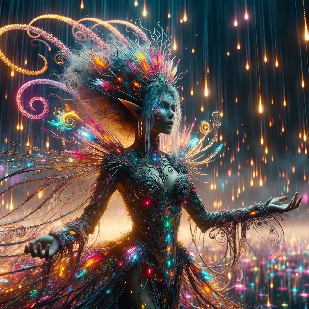 Spiral Horned Empress in Neon Rain