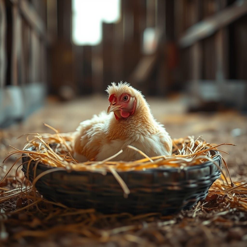 Chickens Nestled in Rustic Barn Elegance