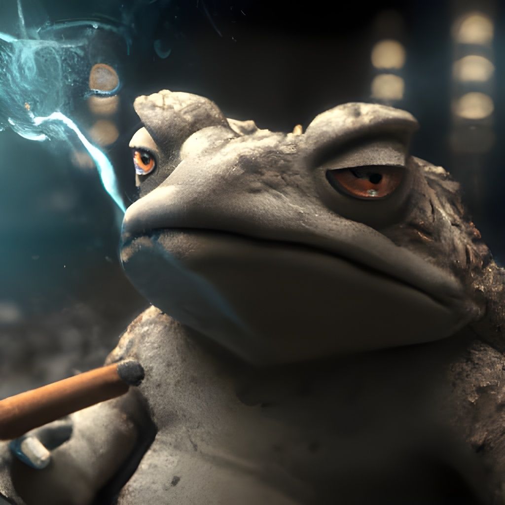 Anthropomorphic Cigar-Smoking Toad in Photorealistic 3D Rend...