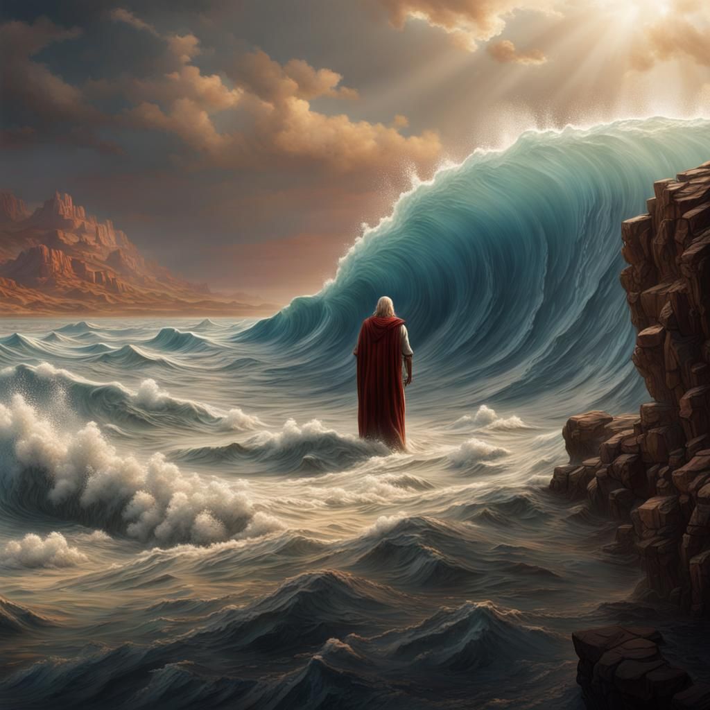 Moses Parting the Red Sea: Detailed Matte Painting