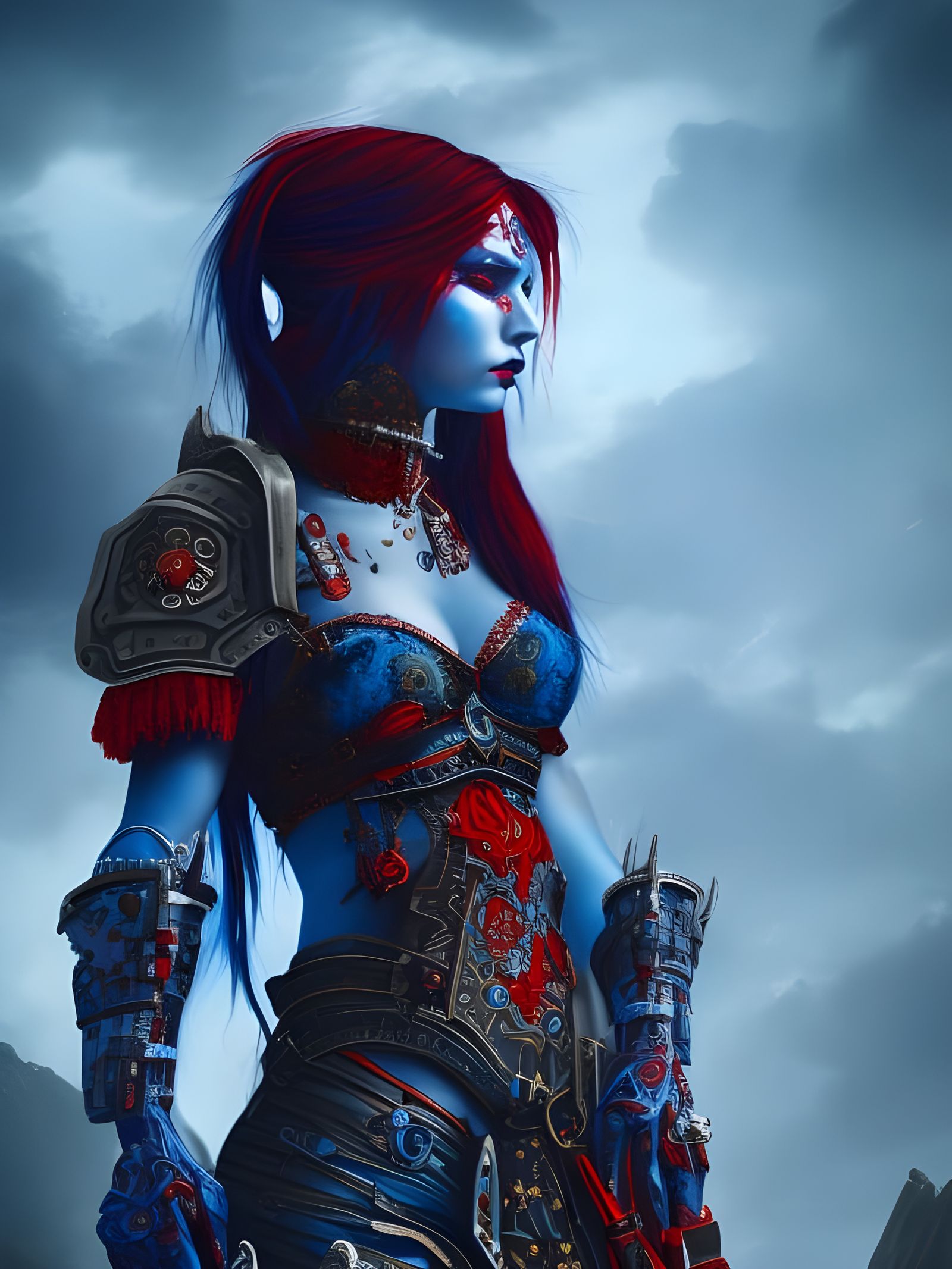 Cyberpunk Goth Girl Portrait in Digital Art Style