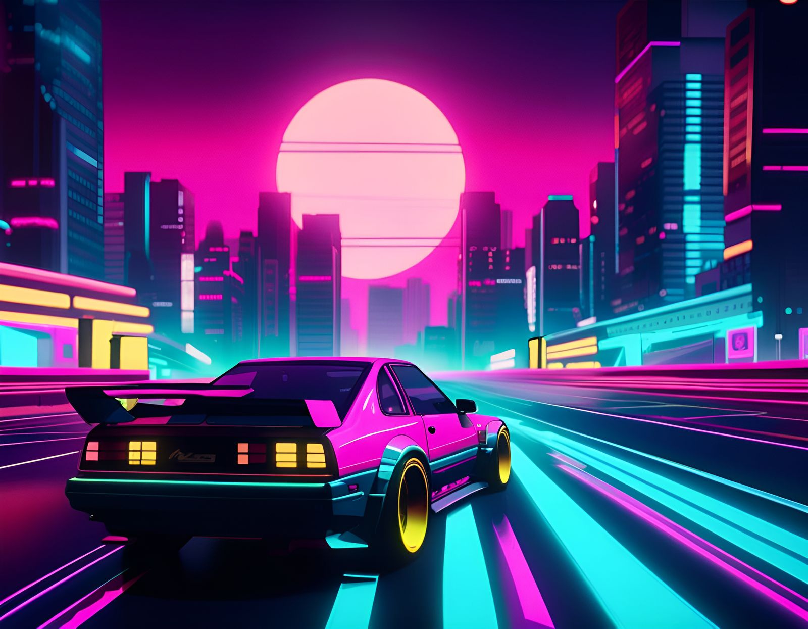 Retrowave Cityscape Inspired by Drift Stage