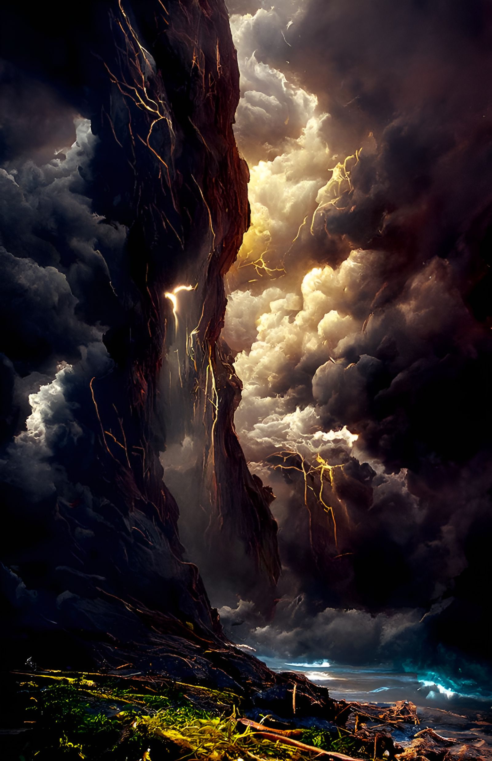 Epic Lightning Storm Over Canyon Landscape