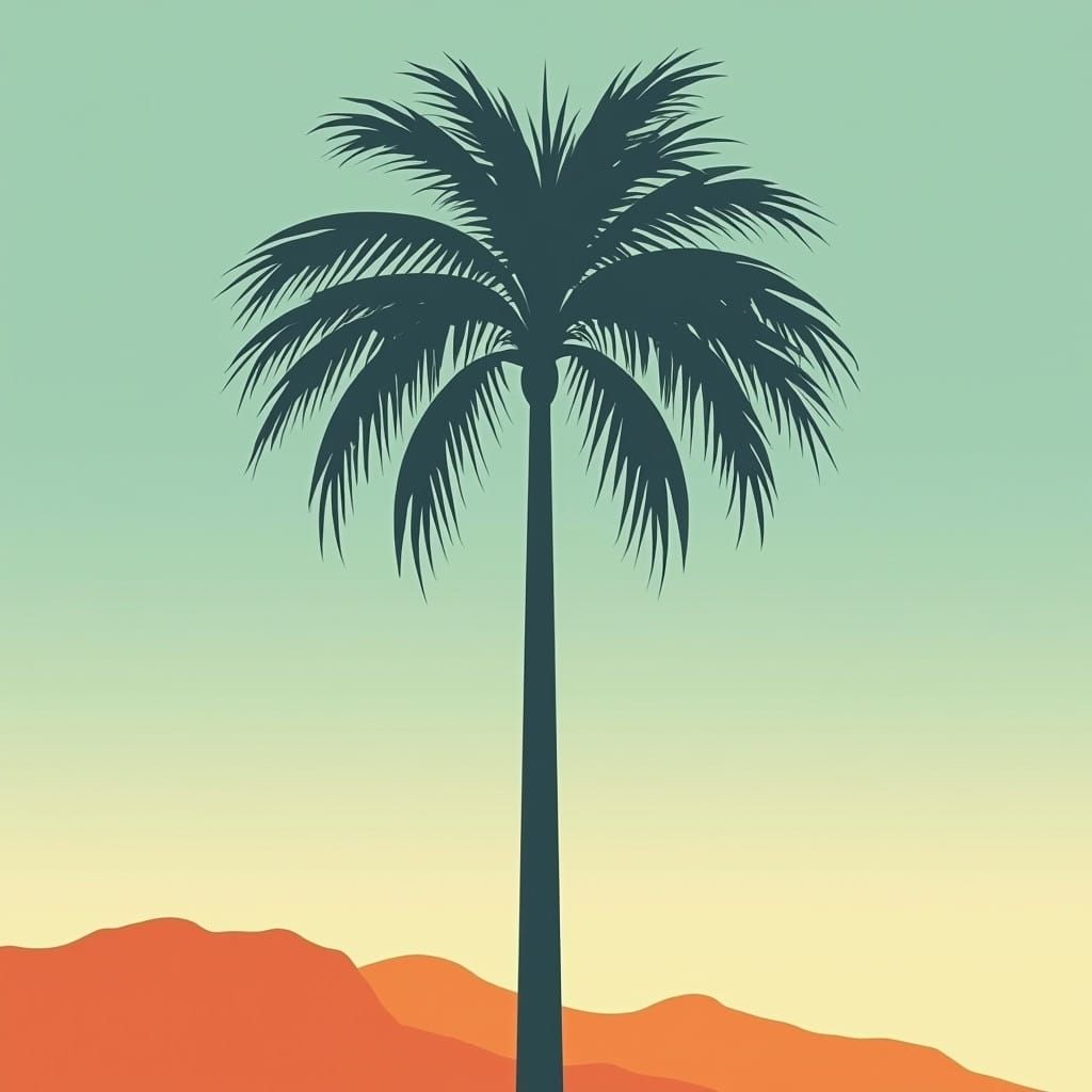 Geometric Bauhaus Palm Tree