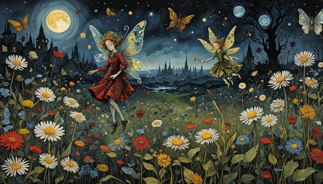 Fairies in Dark Wonderland Dreamscape