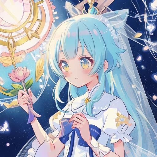 Anime Bride in Wedding Dress, Cel-Shaded Style