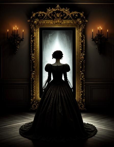 Terrifying Witch Mirror Reflection in Digital Art