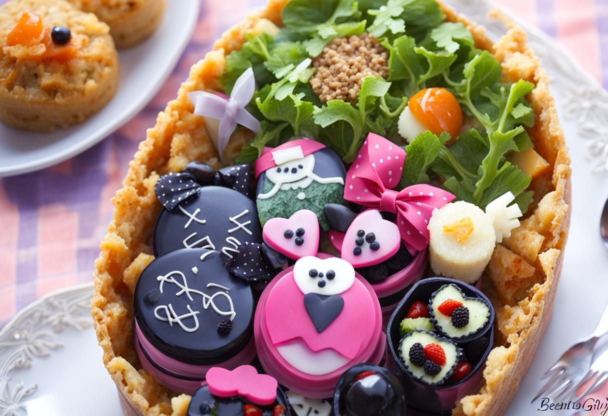 Cute Kawaii Bento Box with Girly Food