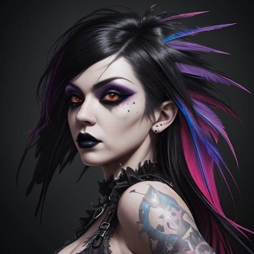 Gothic Crow Dancer: Hyperrealistic Splash Art
