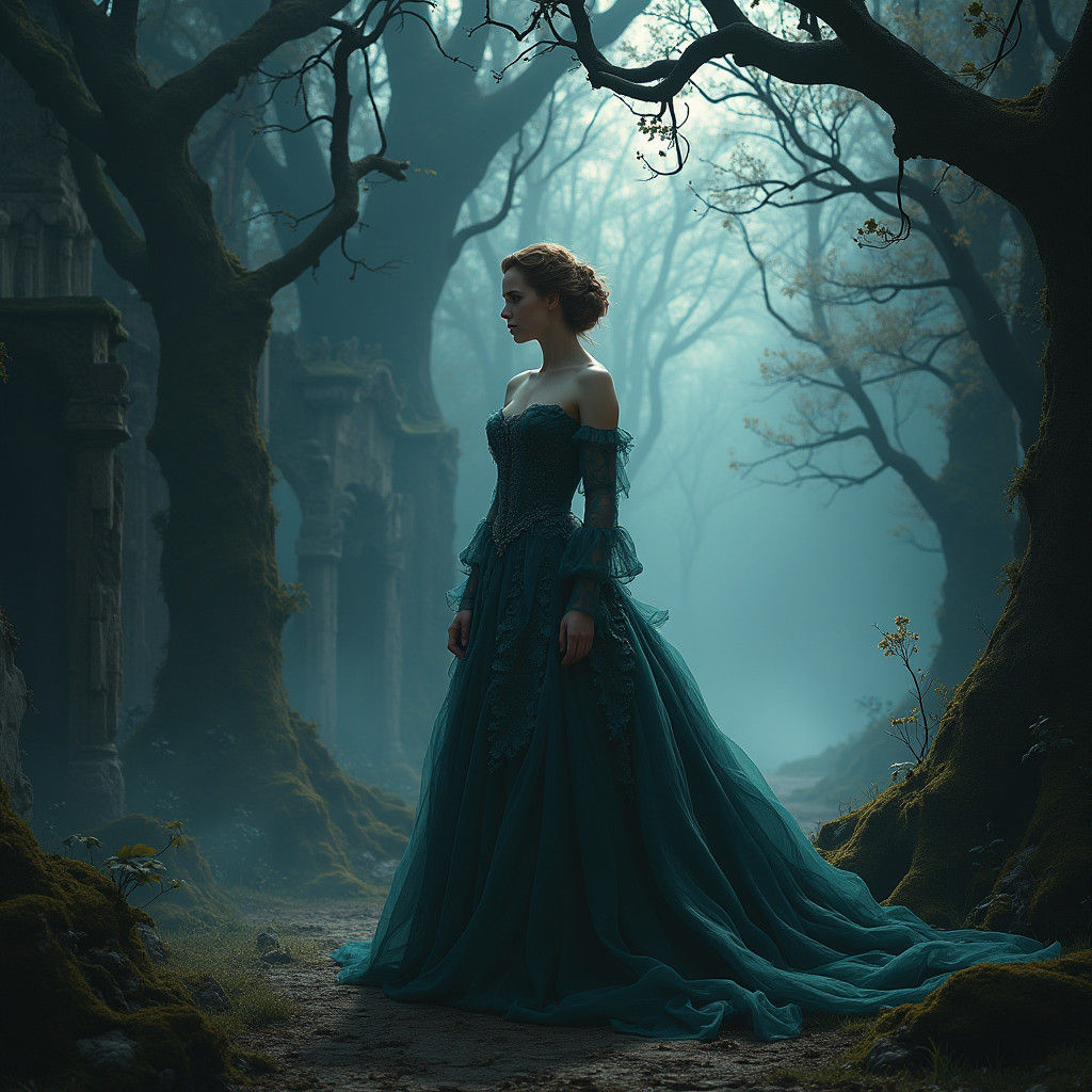 Lillith in Twilight Realm: A Matte Painting