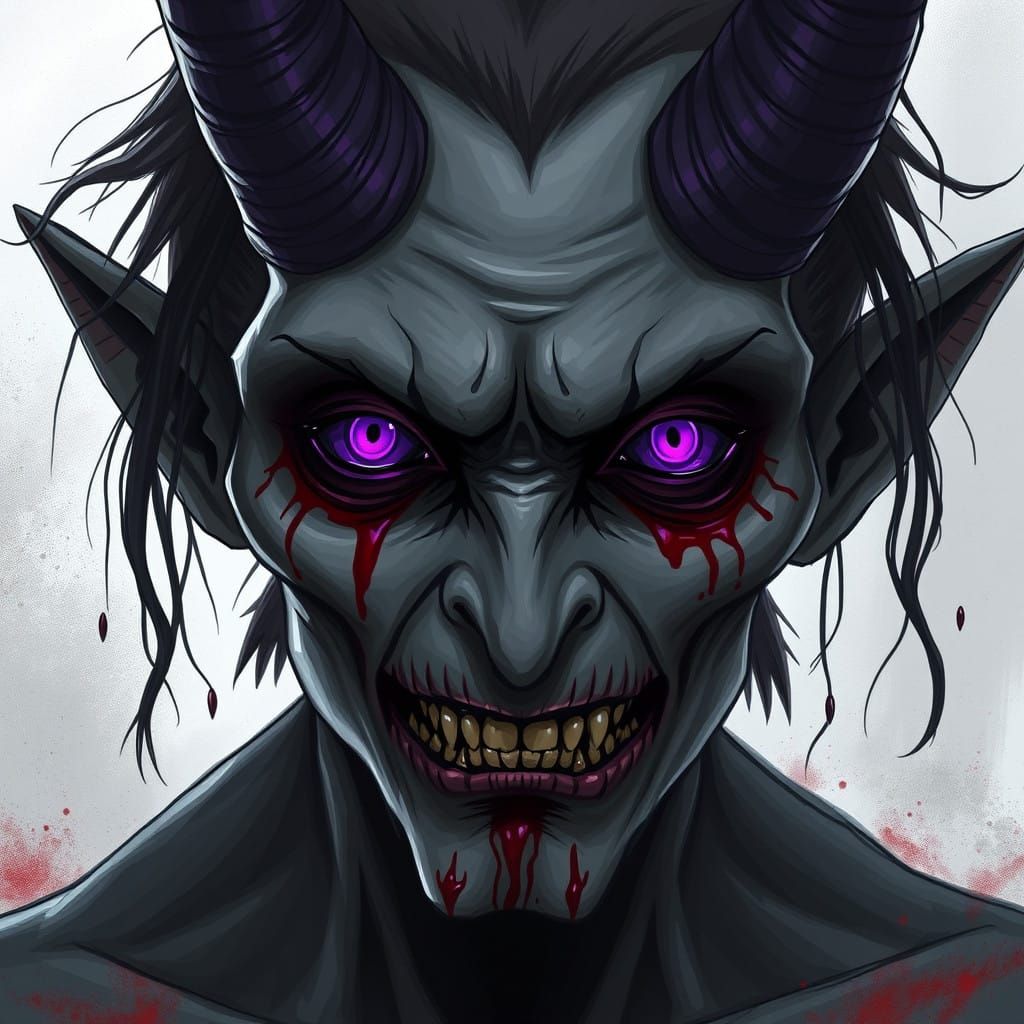 Surreal Demon Reveals Bloodshot Eyes in Dark Aesthetic