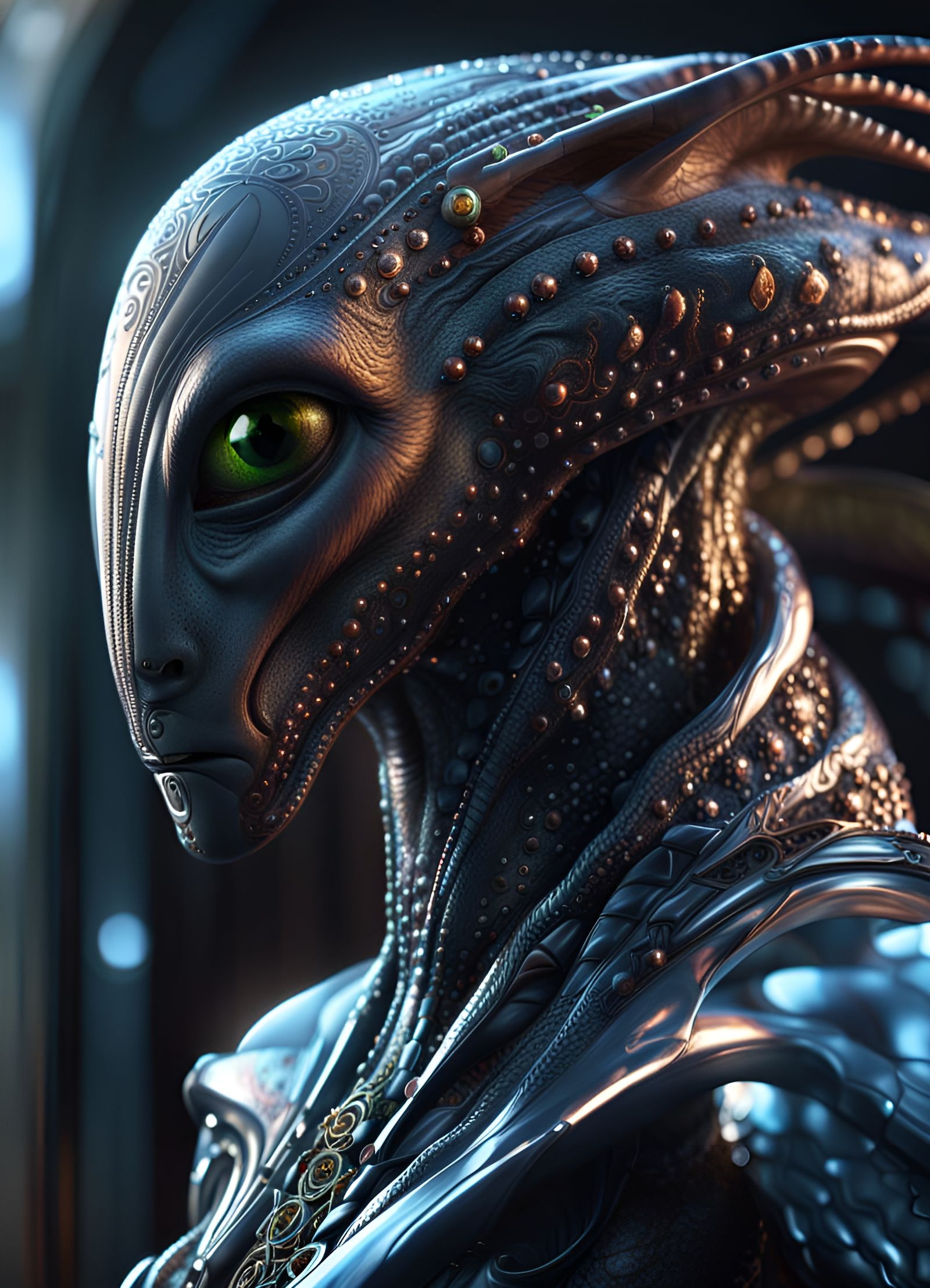 Alien People and Pets in Dark Fantasy Style