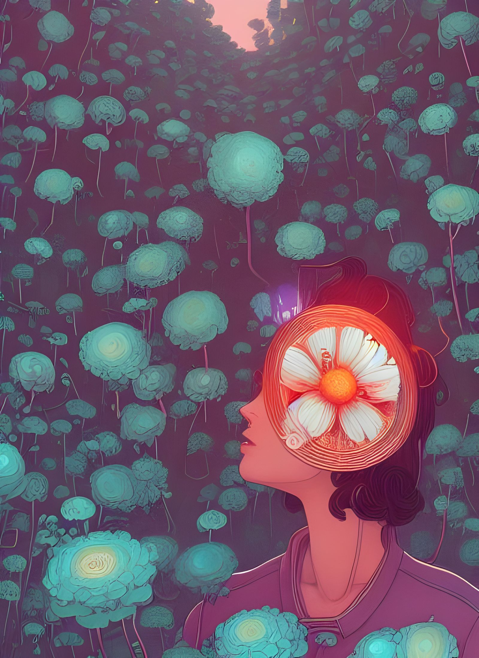 Flower Portrait in Impressionistic Digital Art Style