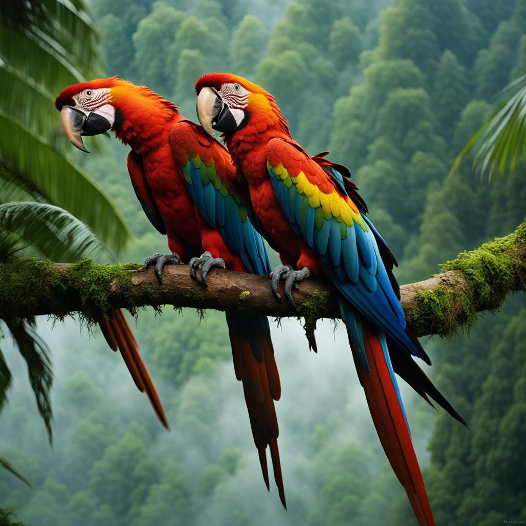 Macaws in Guyanese Rainforest: Professional Portrait